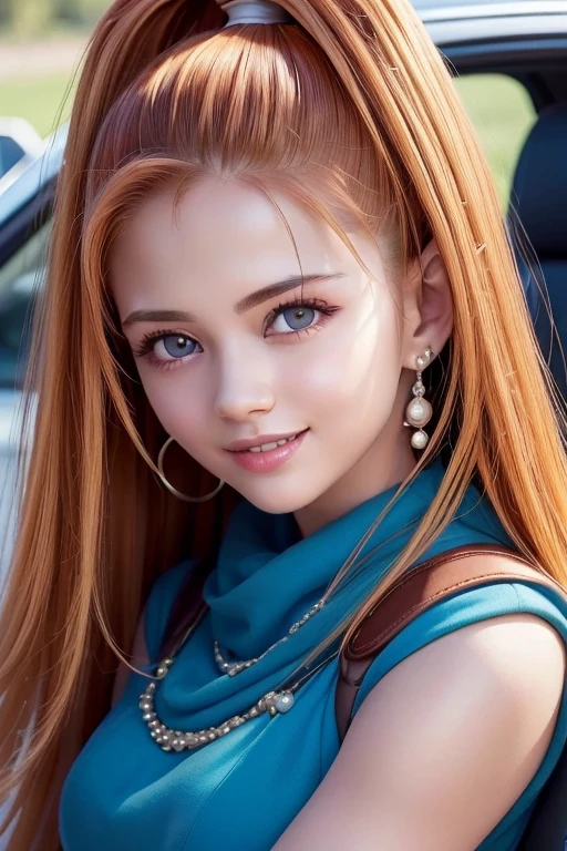 (masterpiece, Best Quality,  High Resolution :1.4), Full Body,1 girl,  beautifully detailed eyes kept in the car , Beautiful detailed lips, Artwork。Very detailed eyes and face, Long eyelashes, Young and beautiful girl, Vibrant colors, Realistic, Advanced Details,  movie-like , Ashlynn, Barbara ,  Dragon Quest, bad, Influential Wizard, Very cute, smile