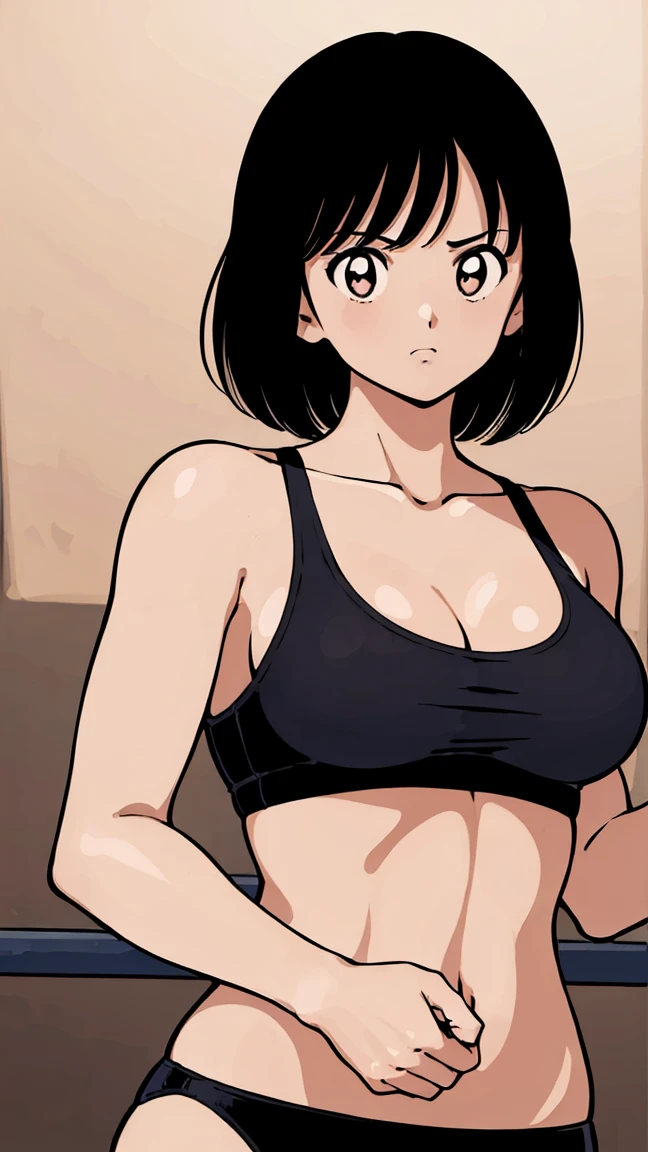 (((Full Body Shot、In the Ring、    Boxing Gloves    、 short hair、Pencil drawing、Muscular body、Big Breasts、black sports bra)))、((Pencil drawing))、((Manga))、(masterpiece、top-quality)、Best Quality, masterpiece, 超A high res, ((masterpiece:1.4, Best Quality)), ((masterpiece, Best Quality)), (Manga style:1.4)、 (超A high res:1.2),  high res、flawless、masterpiece, Best Quality,         Soft Dim Lighting        , addition_detailed, Good lighting、A highly detaileded、、((beautifull detaileded face))、( ((ultra-detailedliert )))、ns   、Side light、Highly detaileded eyes、 、(((masterpiece))), (1 personの少女)、(1 person)、        solo focus        、        glowing skin        、 beautiful girl with beautiful detaileds, Very cute, beautiful girl with beautiful detaileds,              Raise awareness with a professional boxing ring photo shoot     , extremely detaileded eye and face, （ 人物の接写 ）、(Manga style:1.1)、Plain Bottom、(masterpiece、Best Quality:1.2)、((        facing the front       :1.2))、With bangs、Young woman 、((         upper body  :1.2))、 short hair、    、 Outside、        Boxing Gloves        、Full Body Shot