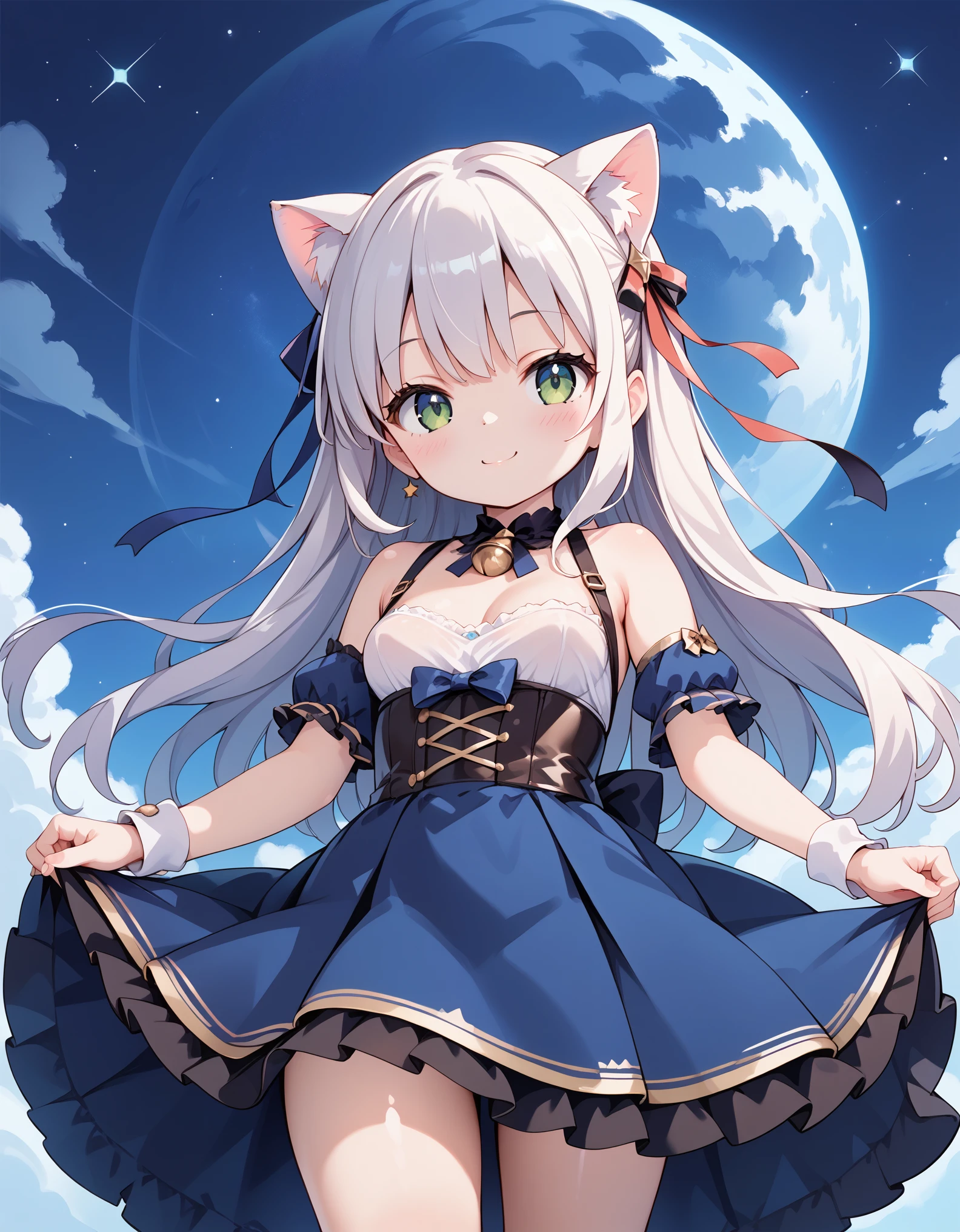score_9, score_8_up, score_7_up, source_anime, best quality, masterpiece, uncensored, 1girl, little breasts, anime coloring, , cat ears, starry night sky,