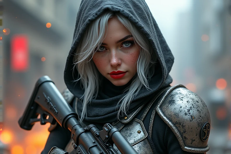 (a girl with a beautiful face), nighttime, cyberpunk city, dark, raining, neon lights , (<lora:A_Darkly_Scanner:0.5> ,<lora:Cyber_Background_sdxl:0.5>), cyberpunk, synthwave, 1980s, futurism, brutalism, neuromancer, cinematic photo in an aircraft hanger, leading a horde army, thousands of warriors, futuristic attire, future soldier, in wh40k, Warhammer 40,000, death korps of krieg, dkok, astra militarum, space marines, epic battle, only war, wearing huge pauldrons, WWI, trenches, dirt, battle,((art by Peter Rockwell)),(breasts), toned, fit, (21yo), a 25-year-old woman, detailed face, petite figure, detailed skin texture, pale skin, thigh gap,art by Agnes Cecile