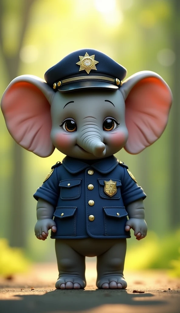 Blue elephant, wearing work clothes, gray work helmet, cute, pop, illustration