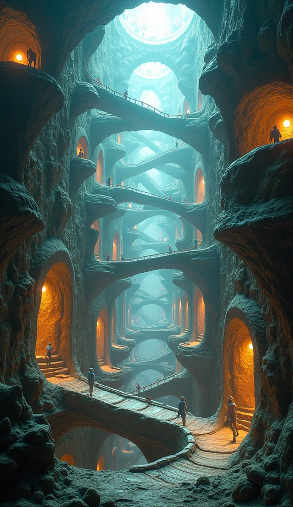 underground labyrinth city, cross-section, people's lives, advanced civilization, computer controlled, fantasy art, delicate and dynamic textures, 2.5D, artistic photography, hyper realistic, digital graphic CG, BREAK ultra detailed, absolutely resolution, best quality