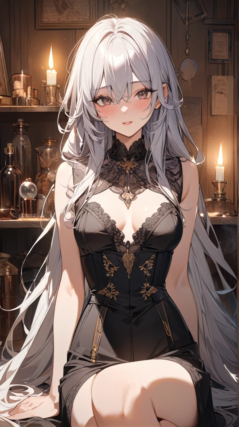 (((((( baggy T-shirt,  sunflower field,flower dome,))))))((((Blush:1.2,Loose cuffs,))))(((((((Monochrome world, Use only shades of black and galaxy and white, sparkling particles, geomerty:1.2, )))))))，((1girl,embarrassed,Amazing,Sharp focus,seductive lady，Solo，From below:1.1，((maid dress,corset,Loose knitwear ,thigh band,long latex gloves,))(((Masterpiece,Best quality, offcial art, Beautiful and aesthetic:1.2))),((hyper HD,Golden ratio,)) (16k),((Upper lens,facial tattoo)), (((maple leaf,flower crown))), (((Sagging breasts))))),(Physically-based rendering),Sharp focus, (((highdetailskin,))),intricate outfits，Delicate pupils,Cardiac pupils,Danfeng Eyes,((((detailed hairs|Long hair|Long bold side bangs|Cover your eyes|Naturally curly|streaked hair)))),Slender,(masterpiece sidelighting),(The sheen),(Beautiful hair,Beautiful eyes,）((unbelievable Ridiculous,)),((extremely_Detailed_Eyes_and_face)),film quality,(Dynamic configuration: 1.2),Brilliant,Glossy, (Photorealistic), ((cross pupils)), two-sided fabric,Ultra-precise depiction, Ultra-detailed depiction,