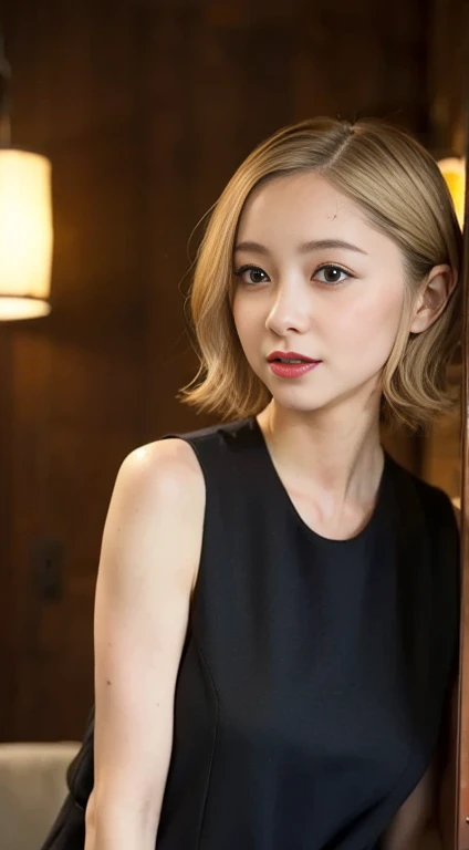 (Realistic:1.3、Ultra HD、Ultra-high resolution、8k、Japanese office lady、Collared shirt、Sleep on your back)、((Looking at the camera:1.8))、(Extremely realistic skin texture:1.4)、(Realistic:1.3)、short hair、(Embarrassed expression:1.5)、(Blonde:1.5)、(40-year-old woman、Mature Woman)、Ponytail hairstyle、(Raise her arm to show her armpit:1.3)、(Face close-up:1.0)