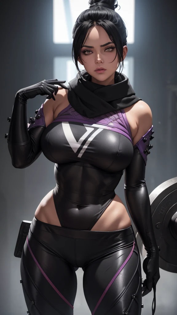 A busty and alluring adepta sororitas wearing a slimfit sport suite, posing at the royal palace gym, realistic, professional portrait photography, masterpiece, ultra-detailed, 8k, high quality, dramatic lighting, vivid colors, beautiful detailed eyes, beautiful detailed lips, extremely detailed face, long eyelashes, intricate details, cinematic composition