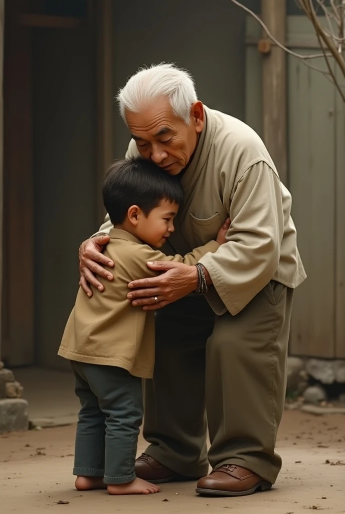 ((Male and female images))Grandfather holding his 8 year old granddaughter on his lap, Wear a see-through yukata that lets your skin show through.、Grandfather before his daughter&#39;Pull on the yukata with both hands、平らなchestを掴む、Grandfather tenderly caresses his daughter&#39;chest&#39;彼の手が私のchestに　Details of how my father touched my private parts with his hands while I was in an M-position、front image