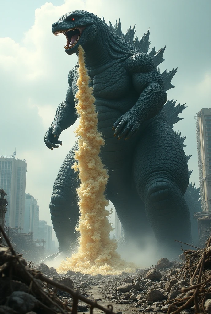 masterpiece, Ultra-high resolution, A scene from a movie　 1 Monster, Godzilla, (( Emotionless, anger, violent)), Towering, Are standing, Ocean, Tokyo Bay, Streetscape, land, 渦巻くOcean, Destructive, Large scale, Sharp Claws, Tails collide, Buildings collapse, City in Ruins, Rising Smoke, inflammation, chaos, Roar, Eyes Shining, Hall々It is said that, Shadows are looming, The vibrant city lights are out, The streets are empty、Panicked crowd, Sirens wail,、Stunned survivors、It&#39;s war。Various colour tones、Cinematic、Iconic、