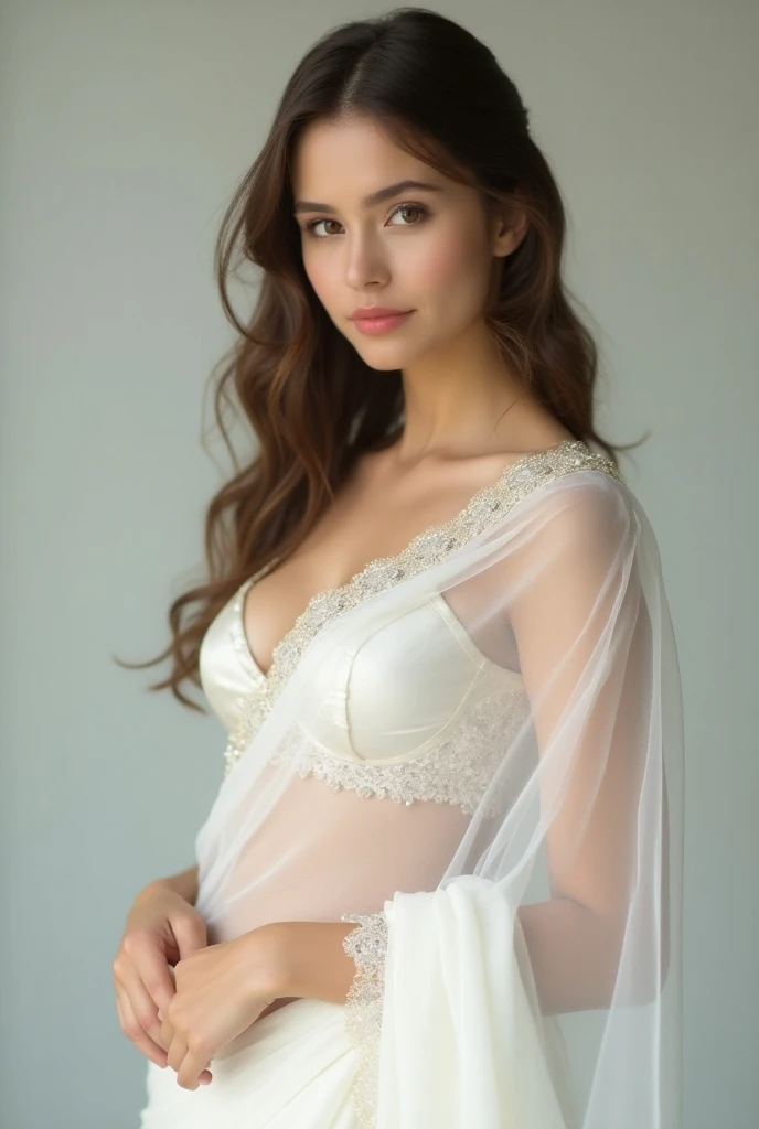 A beautifulwomen, goddess, perfect body, long hair, fine skin texture and cloth texture, detailed eye texture, long eyelashes, double eyelids, (chest close-up: 1.4), hotel, 8k, highest image quality, masterpiece, super high resolution: 1.2, beautiful female photo with the theme of girly elegant style, Arad woman posing for photo in light dress, soft organza dress, flowing dress, wearing elegant dress, wide waist, lace fabric, lace bra, lace, light dress, Elegant dresses, flowing, chiffon, voile dresses, dresses, dresses