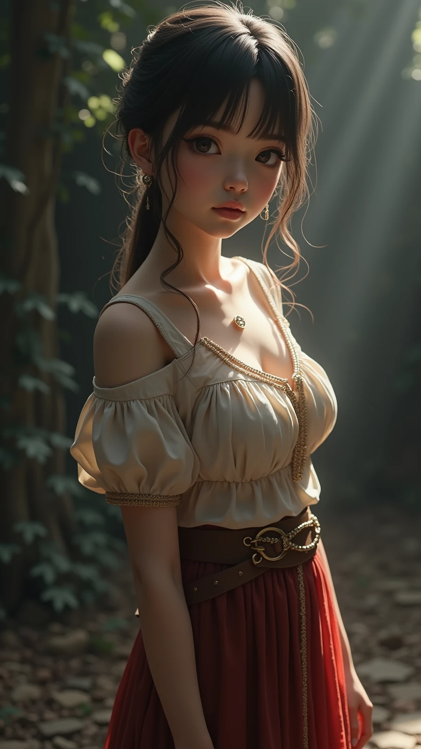 Top quality, masterpiece, ultra high resolution, (photoreal: 1.4), raw photo, one girl, off-shoulder, cinematic lighting, slightly sweaty and shiny skin
,beautiful delicate face, beautiful delicate eyes ,(realistic, photo realistic:1),award winning,Super beautiful background drawn by WLOP,