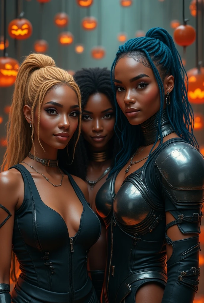 ((best quality)), ((4k)), ((highres)), ((masterpiece:1.2)). ((detailed)), ((ultra realistic)), ((intricate details)), ((full body picture)), ((solo character)), a full body picture of a beautifull Ebony skinned female, black woman, dark skin, ebony princess, ebony model, perfect face, detailed eyes, detailed lips, about 25 years old, about 5'7 ft. tall, long thin dreadlocks down to her hips, ((emphasis on her long thin dreadlocks down to her hips)), pretty, feminine woman, toned body but not too muscular looking, hourglass figure, dressed in a skin-tight sleeveless full body orange jumpsuit, ((emphasis on the skin-tight sleeveless full body orange jumpsuit)), gold adornments, showing cleavage, glamorous, strappy lace up high, fighting game character concept art, tekken character design, the king of fighters character concept, full bofy, full body concept art, full body art