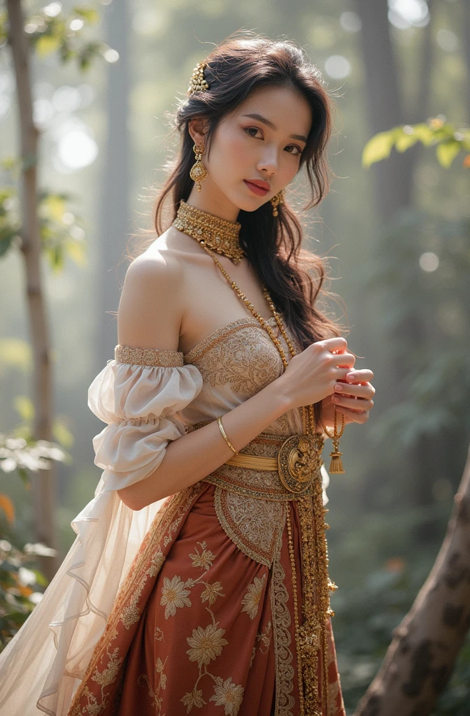 TWbabeXL01, black hair, Filming a photo session with a beautiful K-pop idol amid the historic and enchanting Angkor temples is a captivating idea. The idol, dressed in a fusion of contemporary and traditional fashion, harmonizes with the ancient surroundings. Towering temple spires, intricate carvings, and moss-covered stone walls become the backdrop for this visually stunning shoot. The soft, golden sunlight casts an ethereal glow, highlighting both the idol's allure and the timeless beauty of Angkor. The contrast between modern K-pop glamour and the ancient temples creates a captivating narrative, telling a story of tradition, elegance, and artistic innovation. The resulting photos capture the idol as a mesmerizing figure within this iconic, centuries-old complex, offering a fresh perspective that merges culture, fashion, and allure in a way that resonates with audiences worldwide, TWbabeXL01, dynamic poses, 1girl, floating hairs, (RAW photo:1.2), (photorealistic:1.4), (masterpiece:1.3), (intricate details:1.2), petite, medium breasts, narrow waist, (looking_at_viewer:1.4), from_front, slim_legs, (best quality:1.4), (ultra highres:1.2), cinema light, outdoors, (extreme detailed illustration), (lipgloss, eyelashes, best quality, ultra highres, depth of field, caustics, Broad lighting, shading, 85mm, f/1.4, ISO 200, 1/160s:0.75) <lora:TWbabeXL01:0.8>