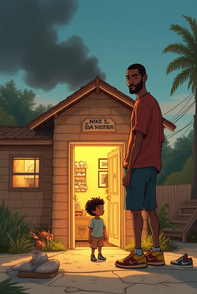 Drake with astronaut sitting on a sweep of his home in Africa