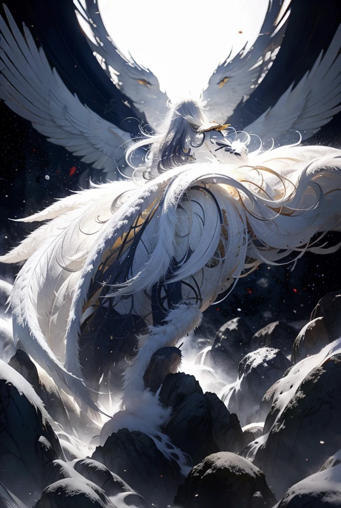 Backview of handsome Xianxia protagonist, use white  robe,long silver hair,and facing background of infinite planet on outer space 