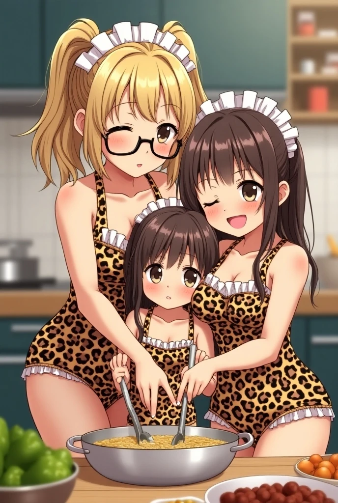 （（2 girls））, long wavy brown hair tsurime yellow  swimsuit, bob cut black hair white bikini,nsfw,sexy body,
