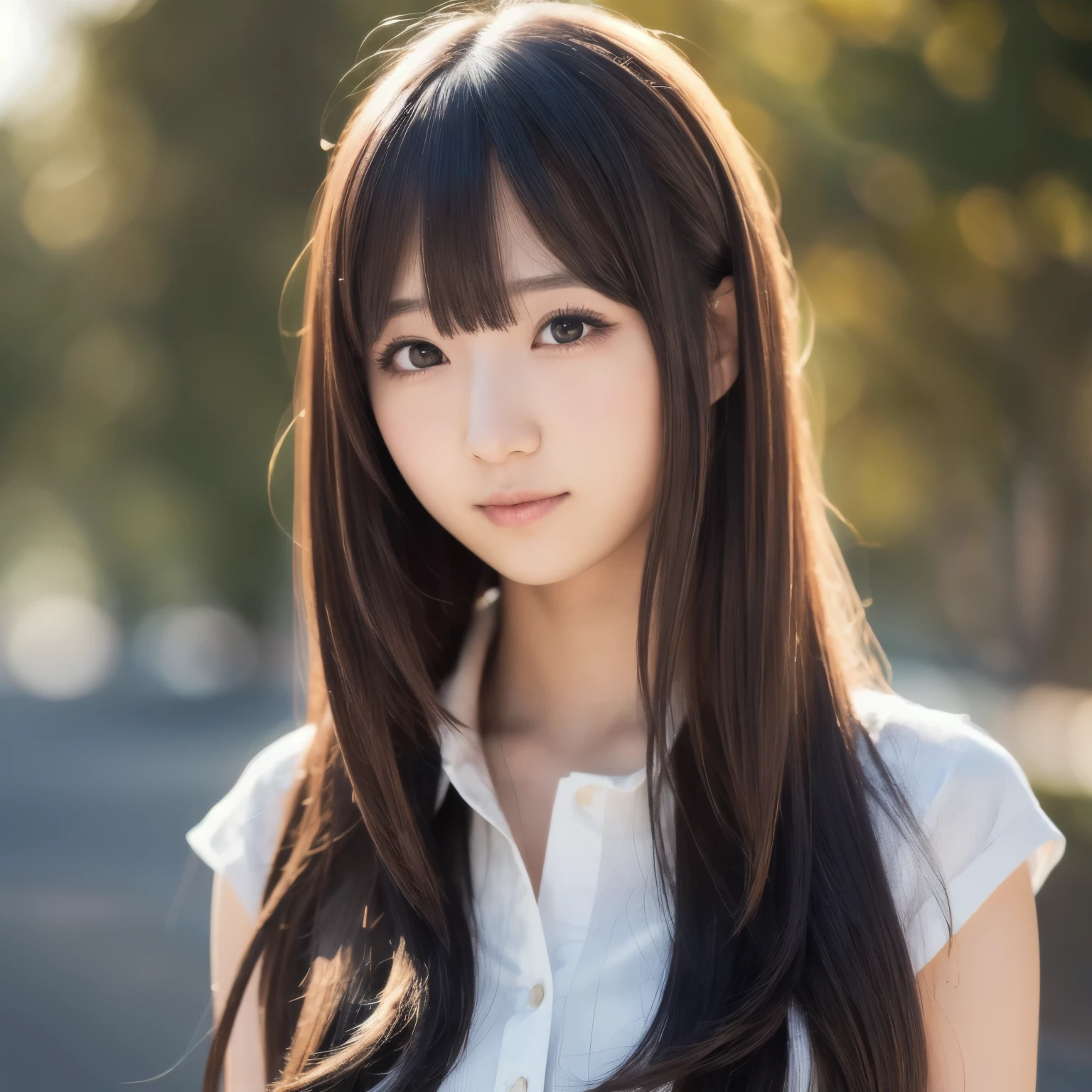 best quality, actual, super detailed, finely, high resolution, 8k wallpaper, 1 cute japanese girl,long hair , choppy bangs, ((slender)),((portrait)),