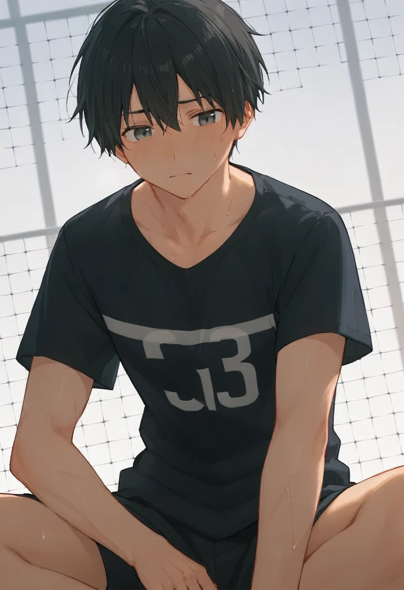  male、二人のmale、high 、Volleyball Club、sweat、whole body、Black Hair、Summer sunlight、male同士の濃厚なキス、male同士の恋愛、 long bangs、Black Hair、