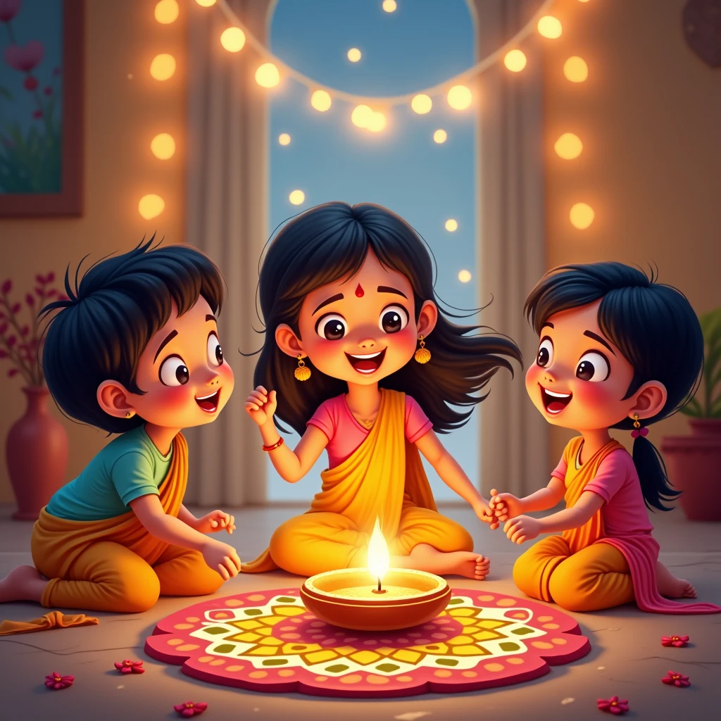 Create A poster on Rakhi making competition and dotted rangoli making competition
