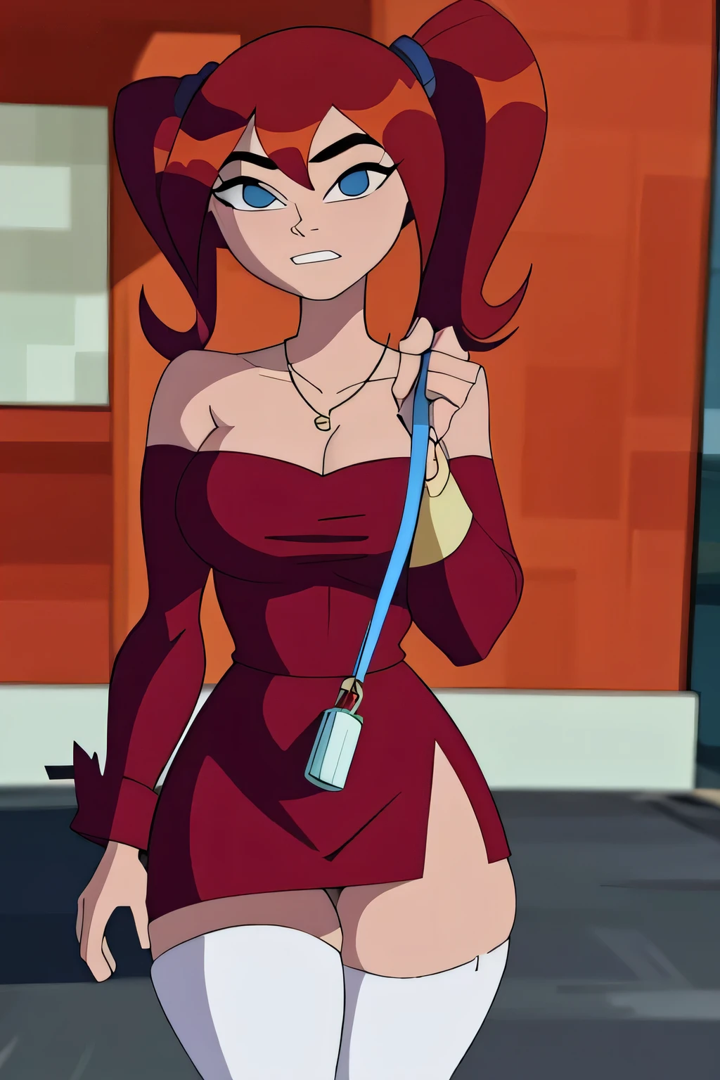((semen en el cuerpo1.5)) ((sonrisa coqueta 1.3))((ahegao1.7))((grandes pechos 1.2))((cabello rojo1.0))((black swimsuit with black skirt from red1.3))