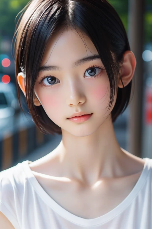 ((sfw: 1.4)), ((detailed face, professional photography)), ((sfw, zettai ryouiki, 1 Girl)), Ultra High Resolution, (Realistic: 1.4), RAW Photo, Best Quality, (Photorealistic Stick), Focus, Soft Light, ((15 years old)), ((Japanese)), (( (young face))), (surface), (depth of field), masterpiece, (realistic), woman, bangs, ((1 girl))