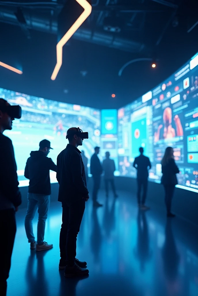 Concept: A congregation of people seated in a fast-food restaurant, each person with a headset on, connected to their own screen showing images of fast food, pornography, and shopping sites. They’re all oblivious to each other, immersed in their individual experiences of consumerism and pleasure.