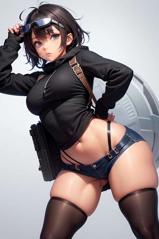 (((One beautiful woman:2.0))),(((NSFW:1.5))),((Nude:2.0))),(((Wearing a gun belt and holster on his waist:1.8))),((Wear a watch on your wrist:1.2))),(((Black Hair))),(((Exposed thin inner thighs))),(((Small breasts:1.5))),(((Bare arms))),((Blushed:1.5)), Beautiful detailed girl, Very detailed目と顔, 緻密でBeautiful Eyes, Very detailed, High resolution, Highest quality, masterpiece, Very detailed, 8k wallpaper, wonderful, finely, Highest quality,(Standing in front of a wooden wall),Beautiful Eyes,((Engage your audience:1.8)),(((Low - Angle:1.7))),((Put your hands on your chest:1.9)),((((Shot from under your feet:2.0)))),(((Crying face:1.0))),(((Are standing:1.2))),(((breathe、inhale:1.5)))