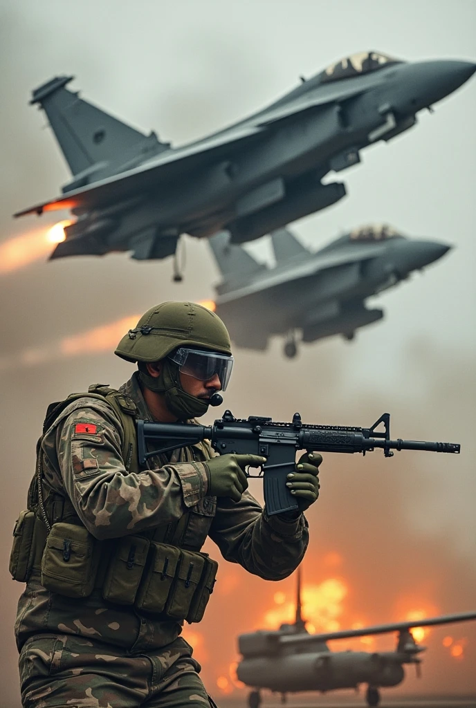 A soldier israely on a mission in the airport runway, Cena de filme, He's in action and his hair is straight and modern ) 8k, UHD, severe low lighting, alta qualidade, foco nitido, Fujifilm XT3, 16:9,bomb, gunshots, night, low light, fire, airplane