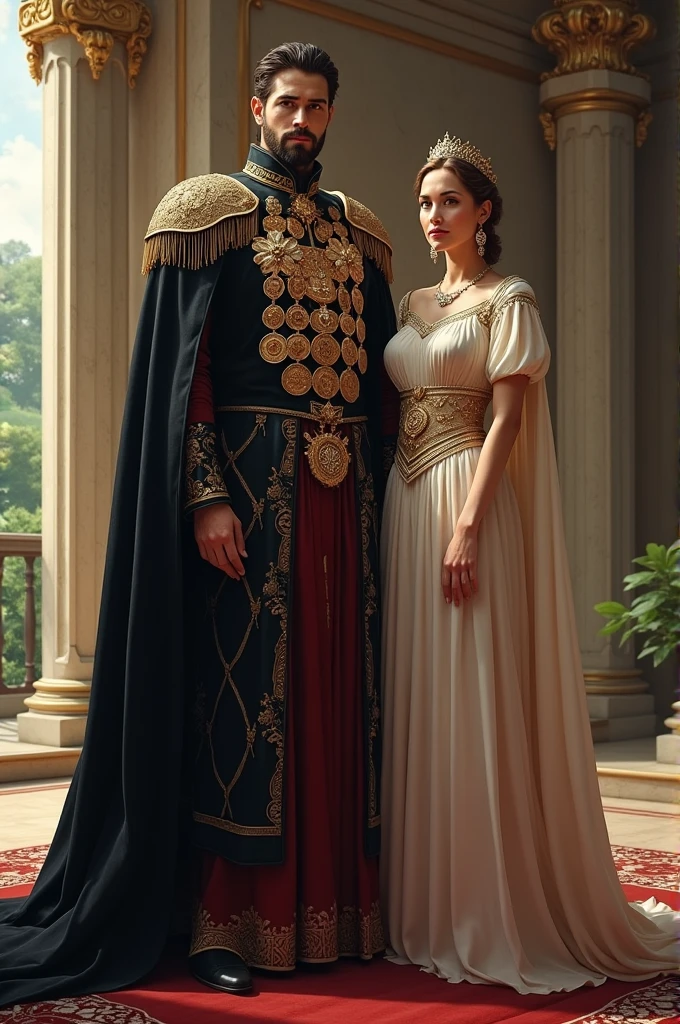 Describe an image of King Solomon and his queen in the palace: