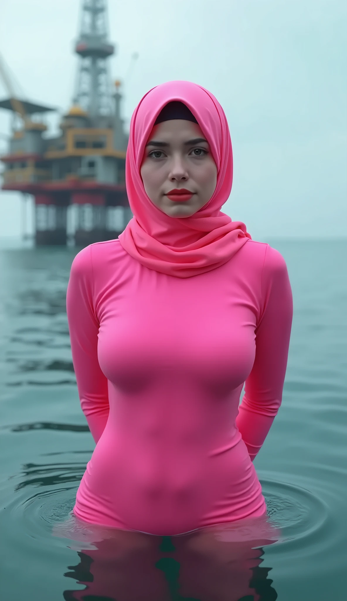 RAW, Best quality, high resolution, masterpiece: 1.3), beautiful Malay woman in hijab (iu:0.8),1 Malay woman wearing a plain hijab. sweet smile. beautiful face.big breast, woman walking on on the beach, maroon and white, beautiful design, wearing wet clothes, beautiful clothes, very beautiful style, tight and red dresses, wet soaking clothes, wet body shiny wet, beautiful masterpiece, beautiful dress, wearing a sexy dress, skin tight dress, very beautiful masterpiece, fine details. red, dressed beautiful gown, beautiful detailed dress, maroon accents, full covered dress, very beautiful