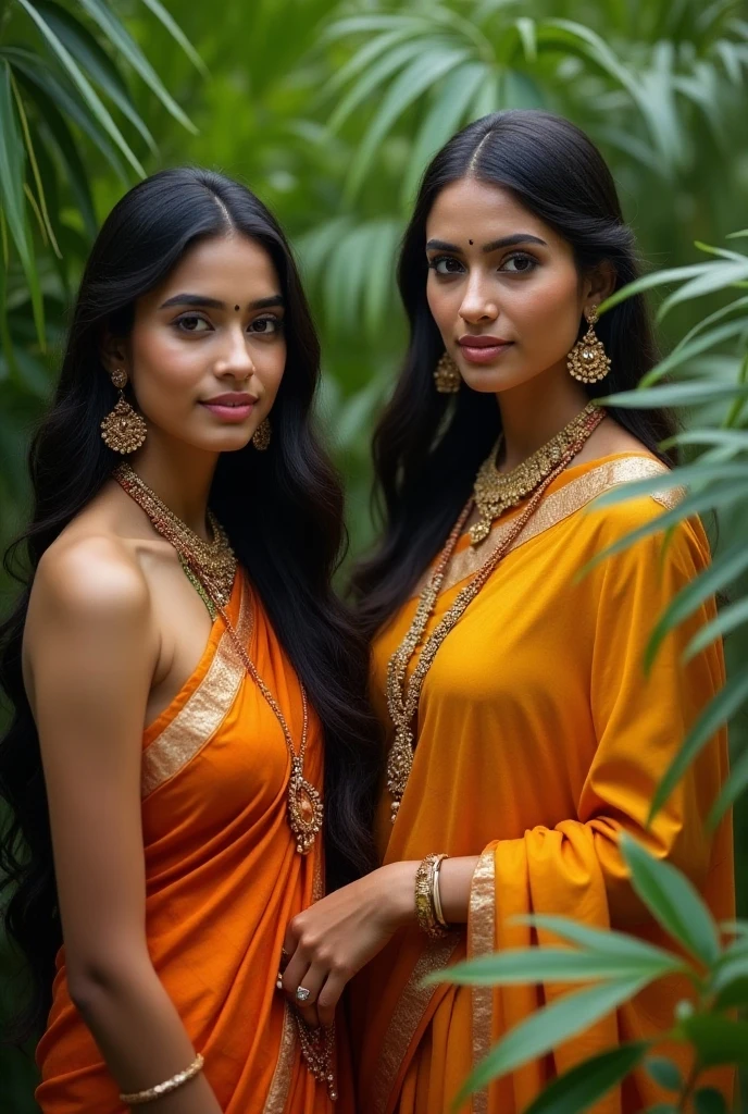 Hindu girls orenge dress head om tilak