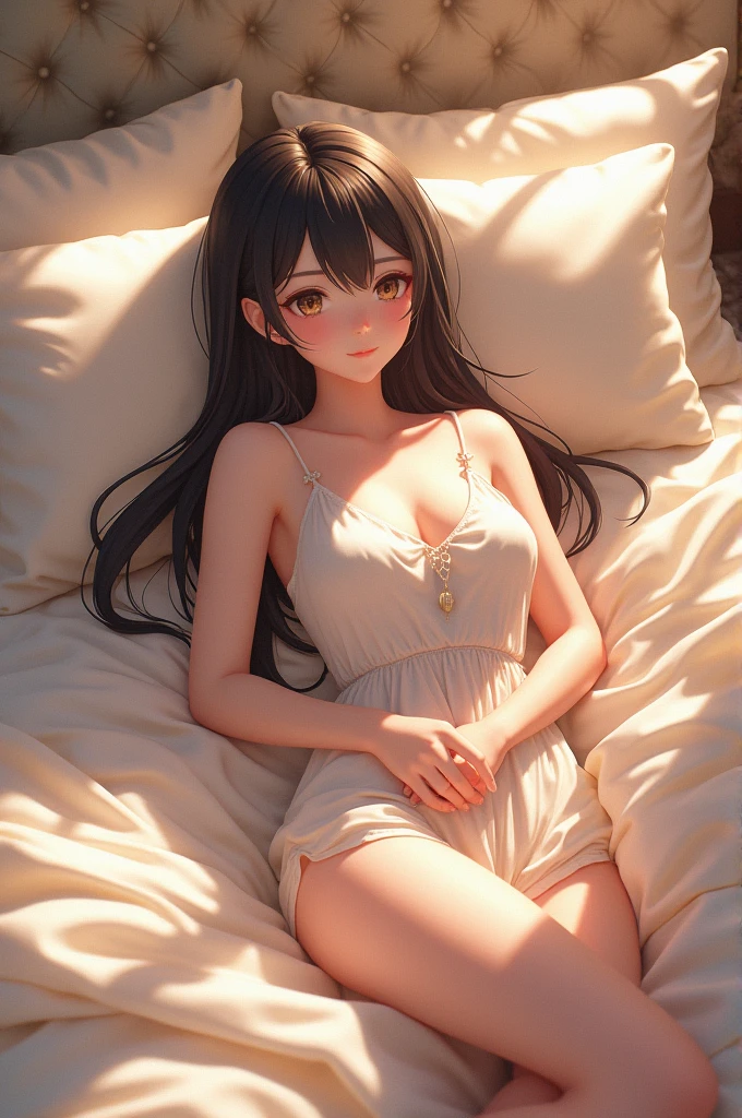sleeping girl、19歳、Realstic、Underwear、In the midst of change、brownd hair、Fair Skin、cuddly、(Young Girl)、(small breasts)、ponytails、bangs、