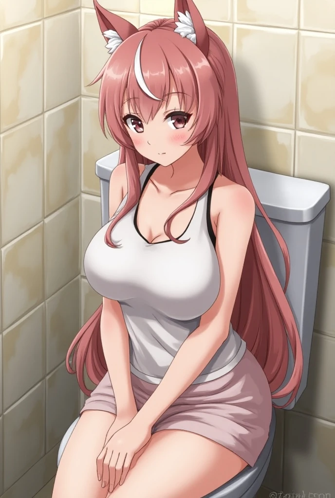 White color hair，Exposing the ，does not wear panties，nakeness，huge tit ，The chest is huge，solo person，Royal Sister，spread their legs。Pee，exposing her chest。squatting on the toilet bowl，legs separated，Pink hair ，hyper HD，Highest high resolution，The body structure is perfect。Exposing the reproductive organs。Very exposed。The feet are very white，Nice looking high heels