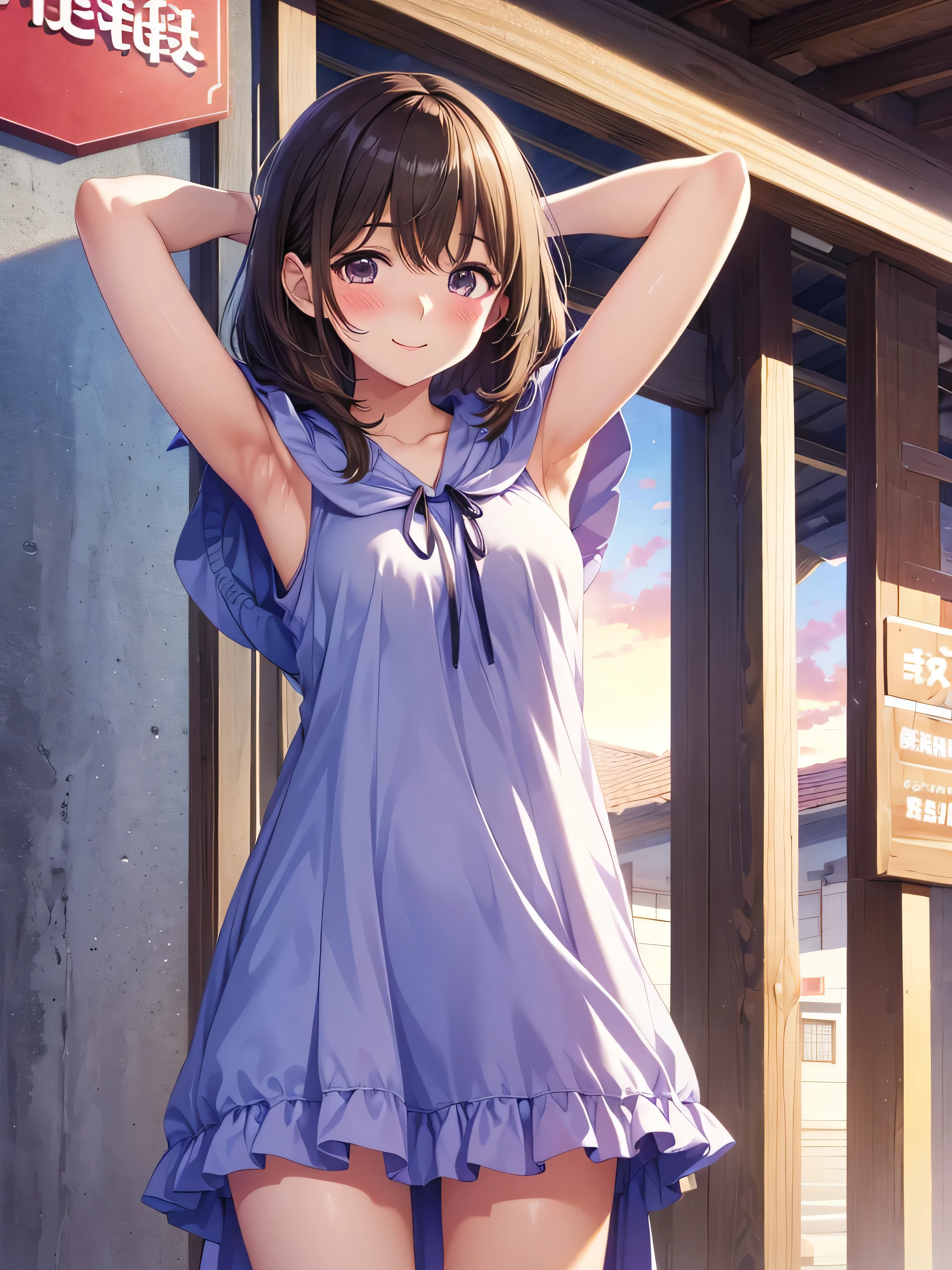 3girl,blush, smile, Cute girl anime visuals, Beautiful Anime Girls, Smooth anime CG art, Official artwork, Fascinating anime ,(armpit:1.3),(casual dress on sexy Poncho:1.3)