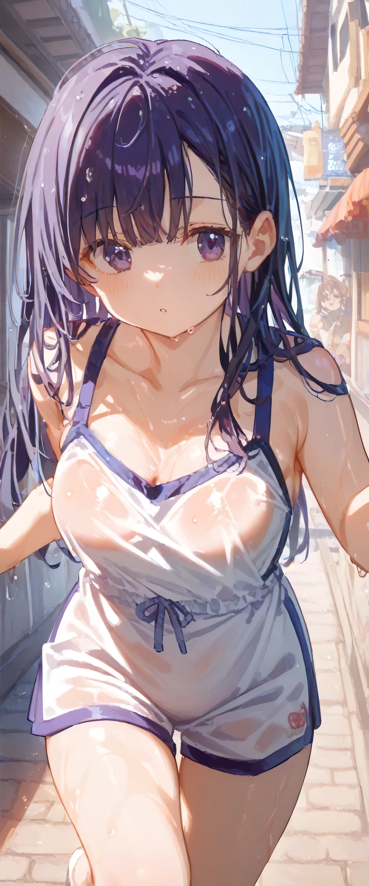 highest quality,wonderful,finely,extremely detailed CG Unity 8K wallpaper, (1 girl, blue eyes), (huge breasts:1.2), (black school swimsuit:1.3), (bare shoulders:1.1), (clavicle:1.1), (semen:1.2), (loli:1.2),(sperm:1.2), (zettai ryouiki:1.2),(constriction:1.2), (Are Standing:1.2),(Nipples),(Nipples visible),  ((cum,sperm,semen)),(((cum on face))),((ejaculation semen)),((ejaculation cum)),(((bukkake))),purple hair,arms up,armpit,locker room,(((cum on body))),(((sukumizu)))