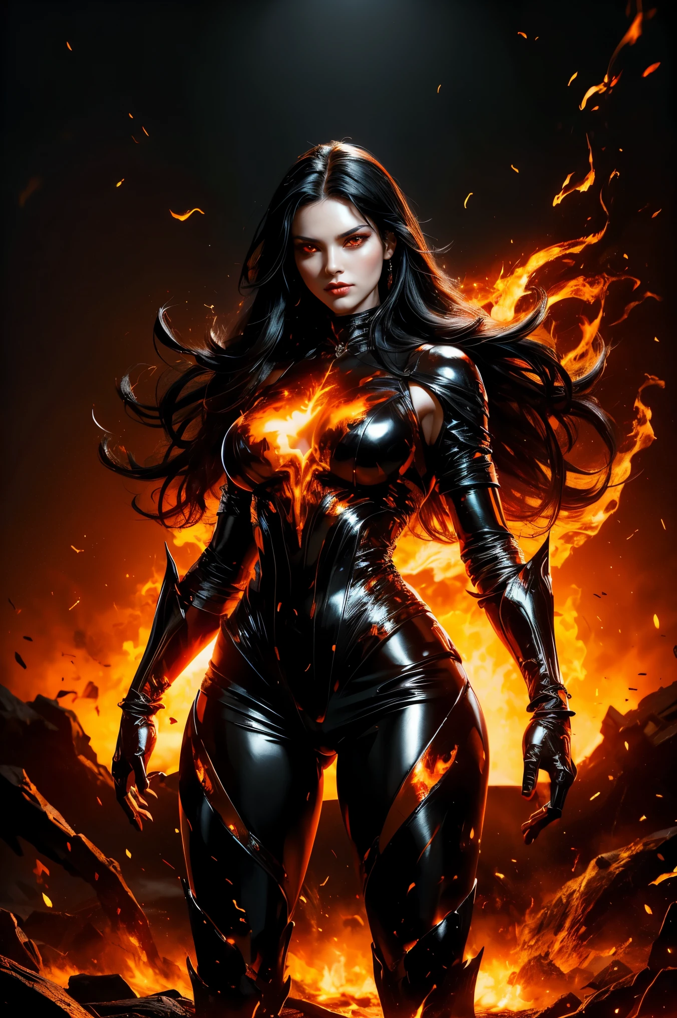 (Full body closeup:1.2),
([Nina Dobrev|Emily Ratajkowski]:1.1) woman, centered, witch, dark, (huge moon, symmetric full moon:1.1), dynamic motion, action shot,
(wearing see through transparent gauze bodysuit:1.2), glossy, see-through clothes, vivid vibrant glowing neon toxic colors, triadic colors,

glowing blue eyes, detailed pupils, glowing eyes,
teeth, cuspids, sharp teeth,
wearing industrial goth clothes,

Firestorm, flame, burning skies, glowing colors, backlight, glowing contours, outline, gold highlights,

spiderwebs, dripping blood, elegant, fit, fashion, beautiful,


lightning bolts at background, storm, tornado, 
disney artwork, unreal engine, artstation, detailed, digital painting, cinematic, unreal 5, daz, hyperrealistic, octane render,