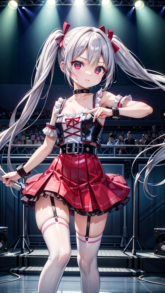 (Masterpiece:1.5),(best qualtiy),highly detailed,Ultra-detailed,1girll,a beauty girl,stare,Red eyes,(Beautiful detailed eyes:1.2),(Long hair:0.8),(White hair:Silver_Hair:0.5),(Wing-like bangs:ahoge),Dull hair,(Medium chest: C cup:0.7),Hair rings,Braid,Cold,Anime figure skating on ice in large indoor arena, Ross Tran style, trending on artstation pixiv, Guweiz in Pixiv ArtStation, Guweiz on ArtStation Pixiv, author:ross tran, Digital art on Pixiv, In the style of Ross Tran, Ross Tran 8 K, Smooth anime CG art, ross tran. scenery background