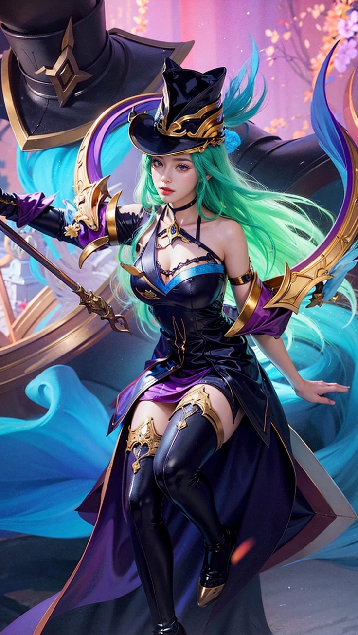 Best quality, masterpiece, ultra high res, (photorealistic:1.4), 1girl wearing a hat, green eyes, green hair, professional lightning, sharp focus, deep shadow, (extremely detailed CG unity 4k fhd wallpaper), 8k.