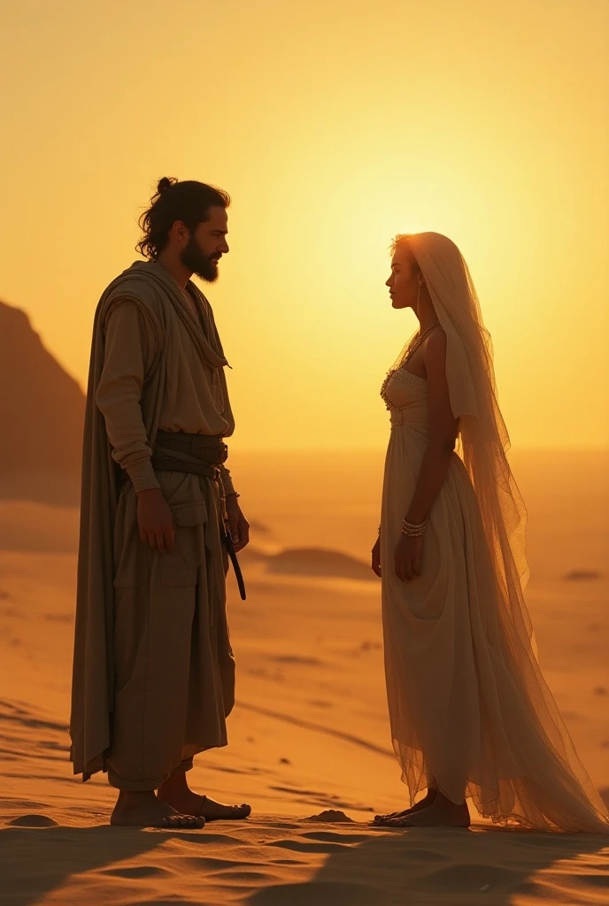 wedding, man and female, ocean view, waves, jedi robes, smugler robes