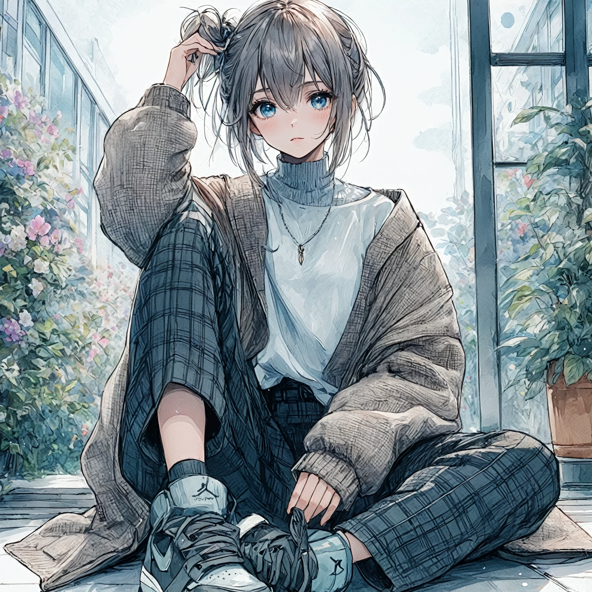 Official art using high quality hand-drawn watercolor sketch techniques. (Best Quality,4K,8k,High resolution,masterpiece:1.2),Super detailed,Beautiful detailed eyes,Girl with beautiful eyes, everyone, Beautiful Anime Girls, Cute Anime Girl, Smooth Anime Art, Anime Style, Elegant colors, Soft lighting, Delicate beautiful eyes, Very shy, (Beautiful big breasts:1.2), (correct hands:1.2),