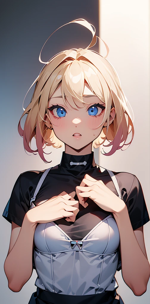nsfw,(Petite),(boy),penis,blonde low twintails,lips,Lucky Pervert,Sweat,White Breath,slouch,Audience peering from above