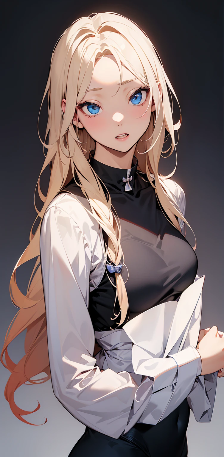 {8K images}, 1 female, 30 years old, Mature face and figure, Large white hair, Medium breasts, Wearing a knitted top and apron, {Face portrait}, {Image focuses on face and chest}, {Perfect anatomical structure}, Comic Line Drawing, Extremely detailed line art, {Comic splash page}, {Light reflected to the left}, monochrome