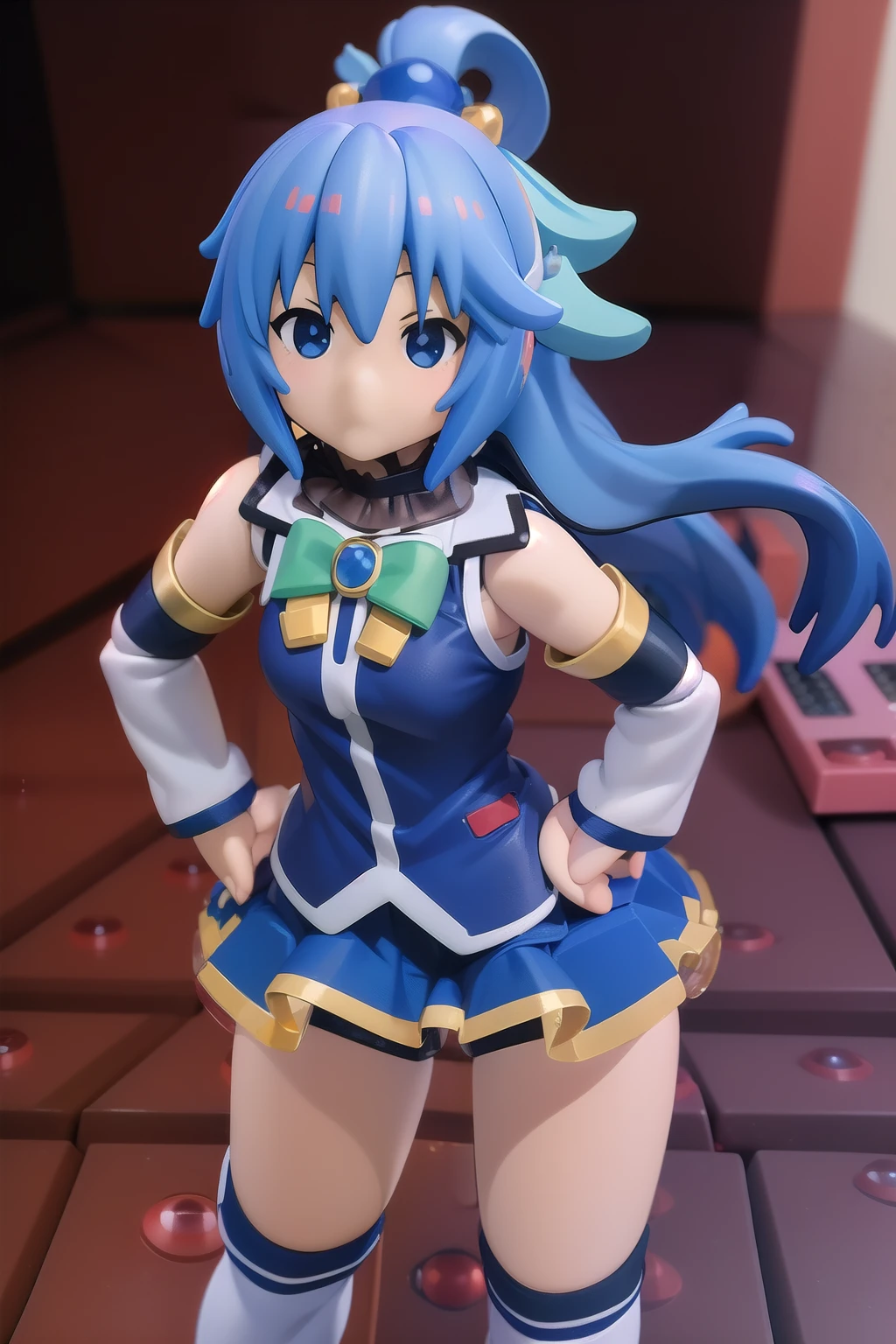 Wolf Ears, Big Breasts, Blue Hair, long hair, Cheerleader, smile