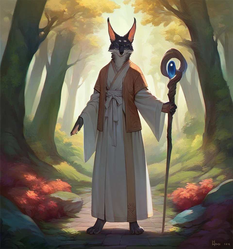 score_9,score_8_up,score_7_up,detailed,beautiful,(source_furry),(source_anime:0.6),anthro,female,uoramona,solo,hi res,snowskau,
three-quarter view,full-length portrait,detailed background,forest,
robe,glasses,standing,pants,staff,