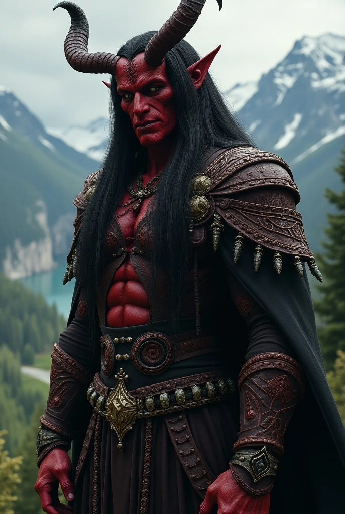 Real amateur photos posted , Demon Face、The background is the mountains、Holding a sword