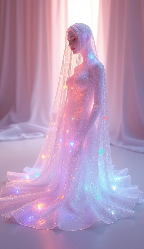 This image contains、 depicts a ghost with an iridescent texture that ...