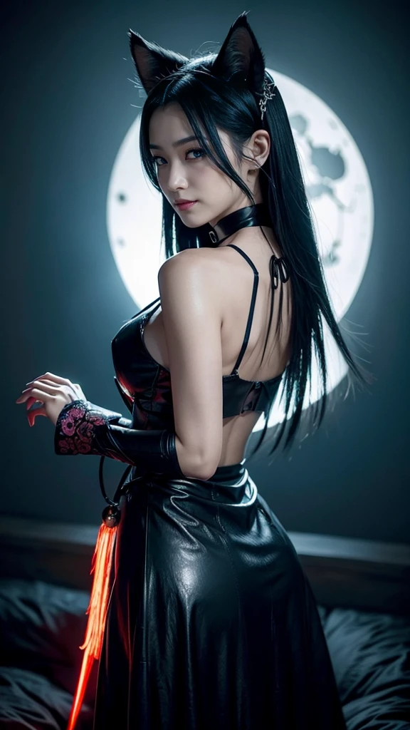 a woman in a kimono outfit with a knife and a knife in her hand, nezuko, nezuko-chan, anime woman fullbody art, anime character; full body art, beautiful avatar pictures, hinata hyuga, anime woman, a beautiful kitsune woman, beautiful anime artwork, hone onna skeleton geisha, amaterasu, by Jin Homura
