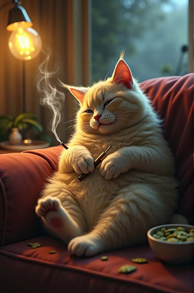fat cat with big butt smoking a joint