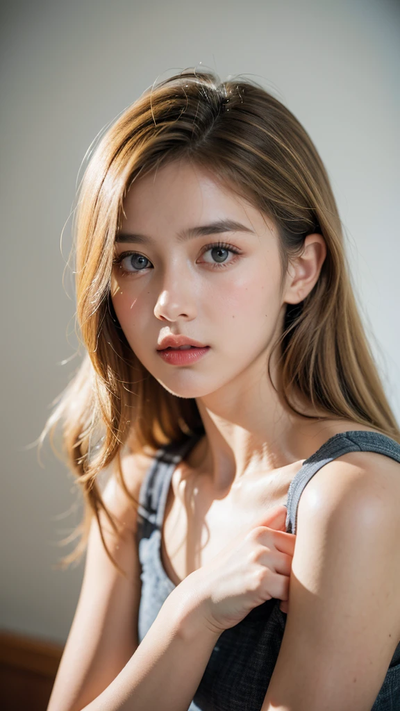 (realistic, photo-realistic:1.37),(8k, RAW photo, best quality, masterpiece:1.2), cute, ultra-detailed,heart-shaped pupils,physically-based rendering, ultra high res, kodakvision color, shot on Arricam LT Camera, bokeh, sharp focus,
looking at viewer,photorealistic,realistic, solo, photorealistic, best quality,extremely detailed face,extremely detailed eyes and face, beautiful detailed eyes,absurdres, incredibly absurdres,haunting smile,Messy hair, floating hair, ,