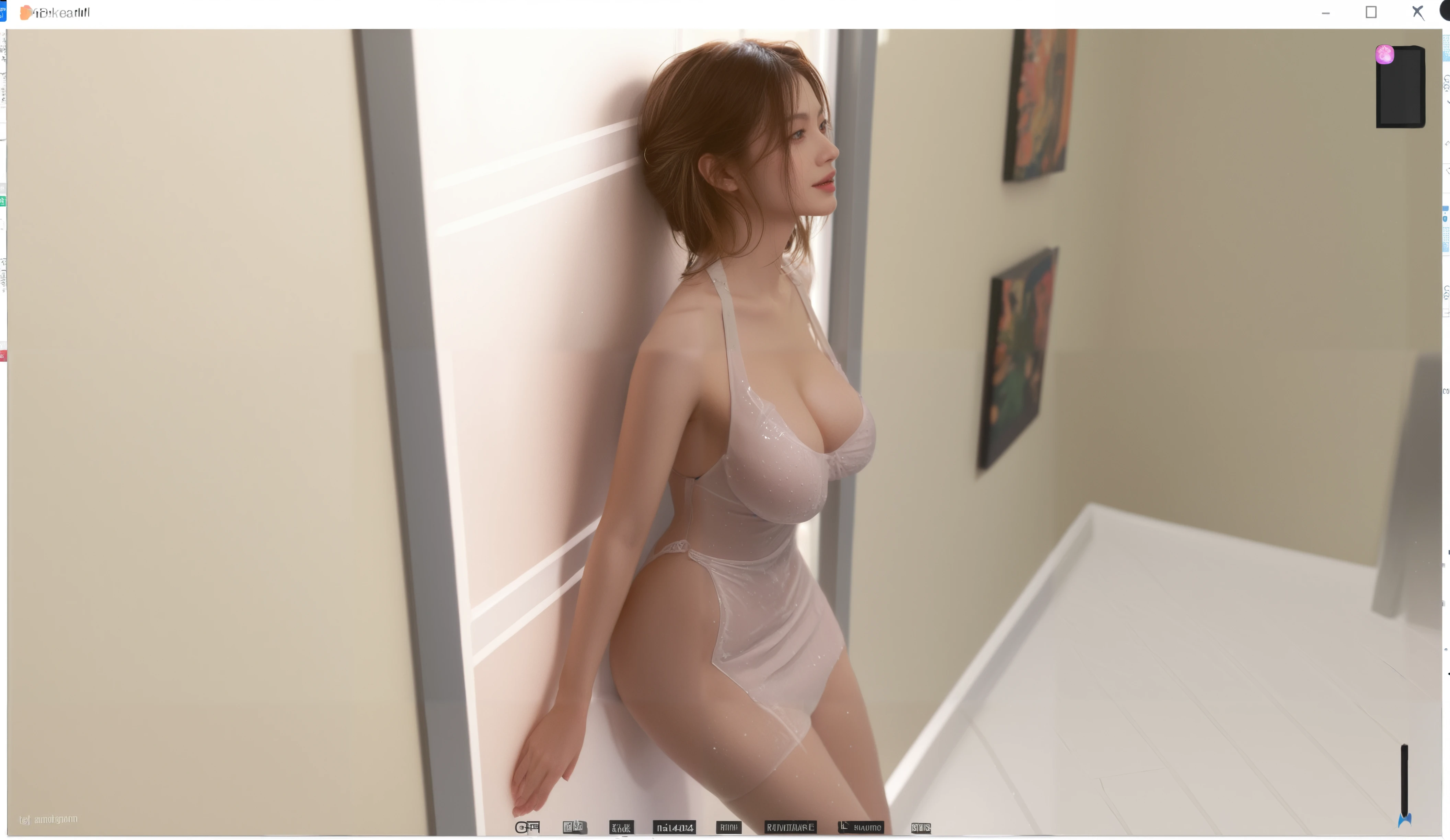 ((I can see her small developing breasts:1.4, Small breasts are justice, Beautiful crotch is visible:1.No.34)), (, high school girl, beautiful girl, Baby Face:1.iful medium hair, (Small beautiful butt:1.2), Slender body line, Small and slender figure, (Detailed legs, Thin thighs:1.2), Positive, (Idol Face), ((Detailed eyes and face:1.2 Professional photography techniques, Cinema Lighting)), (Highest quality, Highest quality, Ultra high definition, Masterpiece), (Reality:1.38), Gaze at the viewer, (Captivating look:1.4, Sexy pose showing her ass:1.2, blush:1.2), ((Standing in the fantastical passage of the aquarium)), (Detailed hands, beautiful little hands:1.2)