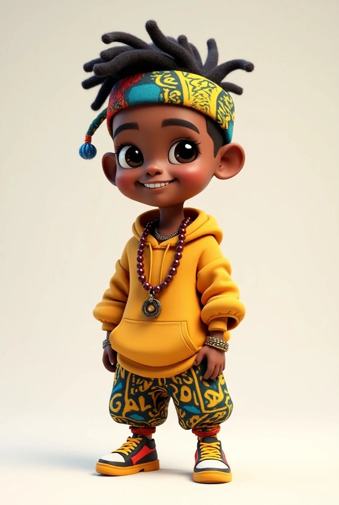 Cute chibi baby boy anime, dark brown skinned, grey ninja clothes, wear sandals, freckle face,  boy with dark skin