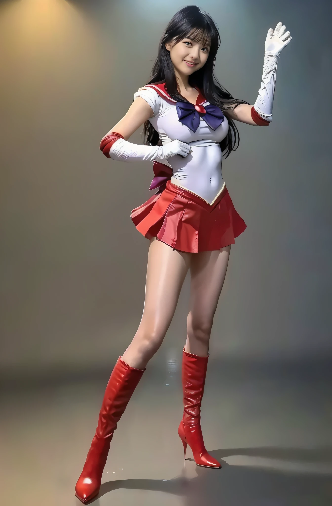 No background、(((Beautiful legs in tights.)))、((( Legally express the beauty of your smile)))、(((Wearing white gloves、Cover young people with gloves )))、((((Make the most of your original images)))、(((Sailor Mars Costume)))、(((Short and beautiful hair)))、(((suffering)))、(((Please wear beige tights....、Please wear red boots)))、((Best Quality、8k))、((Best Quality、8k、masterpiece:1.3))、(((Save the background )))、Sharp focus:1.2、 beautiful woman with perfect figure :1.4、Slim Abs:1.2、 wet body:1.5、 Highly Detailed Face and Skin Textures 、8k